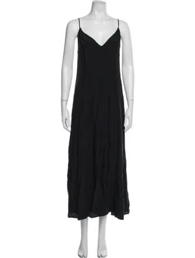 Pre-owned Eaves V-neck Long Dress W/ Tags In Black