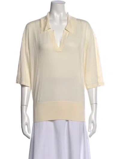 Pre-owned Eaves V-neck Short Sleeve Polo In Neutral