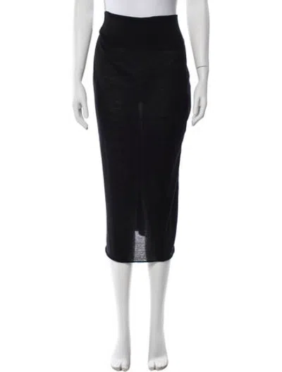 Pre-owned Eaves Wool Midi Length Skirt In Black