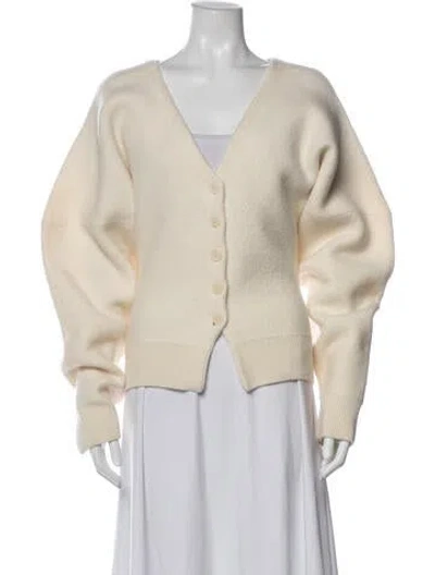 Pre-owned Eaves Wool V-neck Sweater In Neutrals