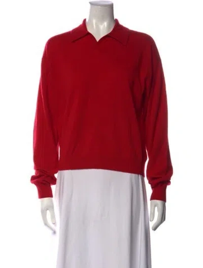 Pre-owned Eaves Wool V-neck Sweater W/ Tags In Red