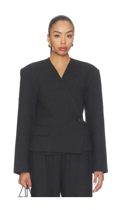 Eaves X Blake Evin Cropped Naama Blazer In Gray