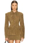 Eaves X Coco Aina Suede Cinched Jacket In Brown