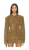 Eaves X Coco Aina Suede Cinched Jacket In Brown