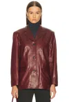 Eaves X Coco Aroa Leather Blazer Jacket In Red