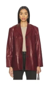 Eaves X Coco Aroa Leather Blazer Jacket In Red