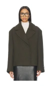 Eaves X Coco Osk Manteco Wool Cropped Peacoat In Green