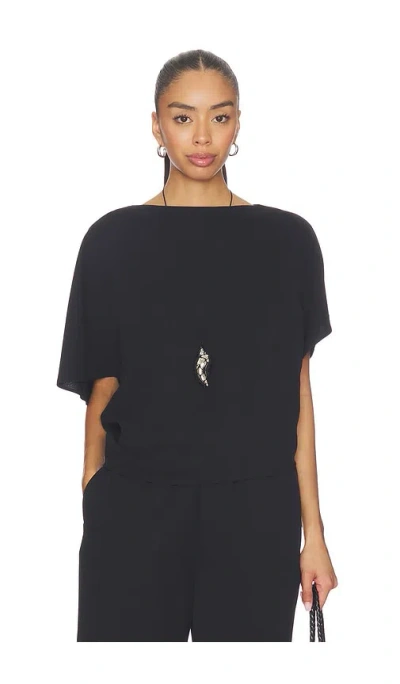 Eaves X Jasmine Tookes Greta Polished Crepe Top In Black