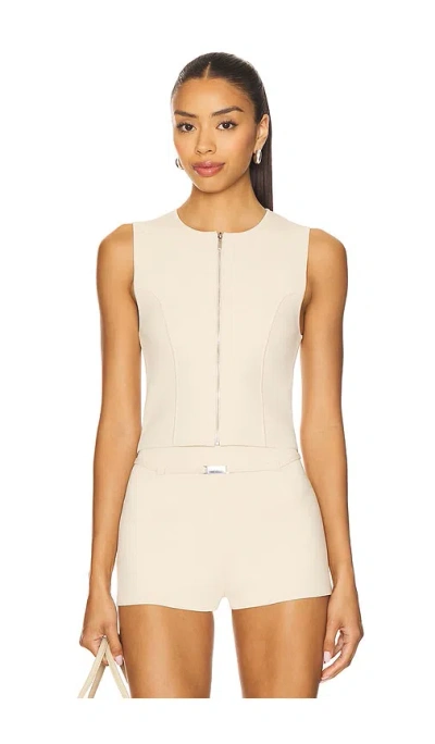 Eaves Zarina Sport Zip Tank In Neutral