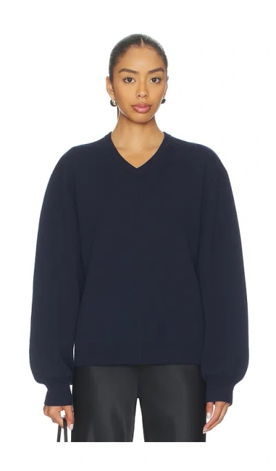 Eaves Zooey Double Faced V-neck Sweater In Blue