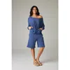 Eavolu Baikal Eco-luxe Fleece Bermuda Short In Blue