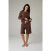 Eavolu Baikal Eco-luxe Fleece Bermuda Short In Brown