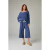 Eavolu Baikal Eco-luxe Fleece Crop Pant In Blue