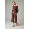 Eavolu Baikal Eco-luxe Fleece Crop Pant In Brown