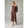 Eavolu Baikal Eco-luxe Fleece Crop Pant In Brown