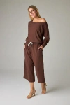 Eavolu Baikal Eco-luxe Fleece Crop Pant In Brown