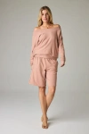 Eavolu Baikal Eco-luxe Fleece Off-shoulder Crop Top In Neutral