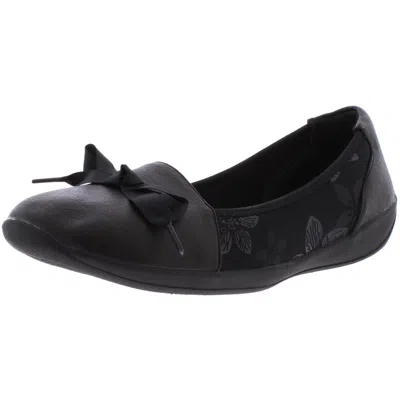 Eazies Daphne Womens Faux Leather Slip On Flats In Black