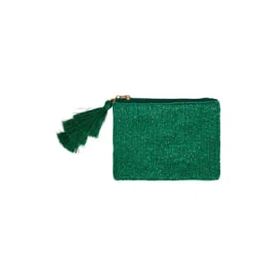 Eb & Ive Flourish Sequin Pouch In Green