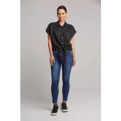 Eb & Ive Studio Tie Front Linen Shirt (one Size) In Black