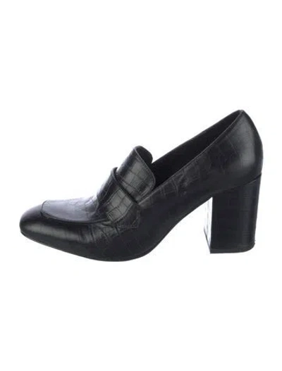 Pre-owned Eb By Miista Embossed Leather Pumps In Black