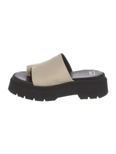 Pre-owned Eb By Miista Leather Colorblock Pattern Slides In Black