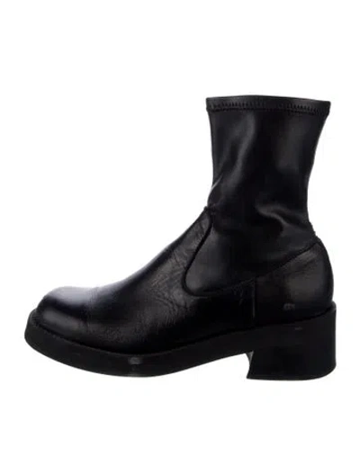 Pre-owned Eb By Miista Leather Moto Boots In Blue