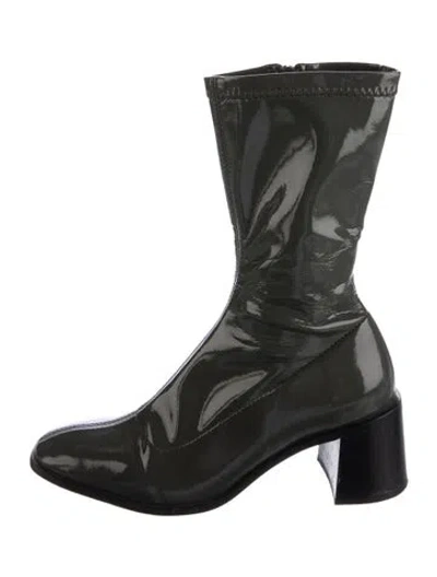 Pre-owned Eb By Miista Patent Leather Sock Boots In Green