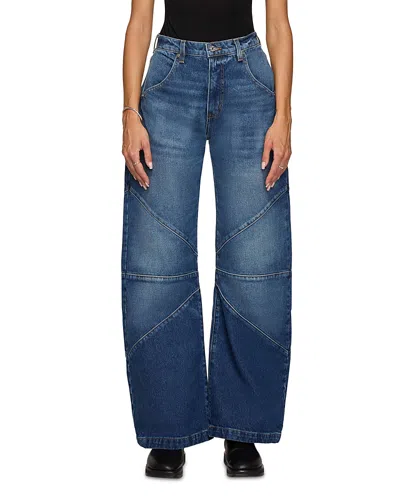 Eb Denim Alida High Rise Bowed Leg Jeans In Havana Night In Blue