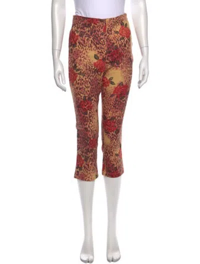 Pre-owned Eb Denim Animal Print Skinny Leg Pants In Pink