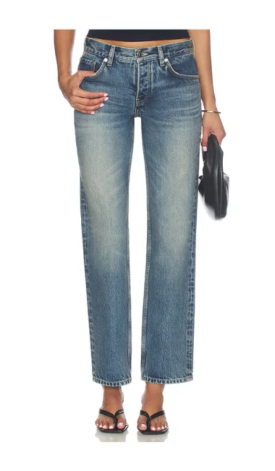 Eb Denim Ariel Mid Rise Wedgie In Blue
