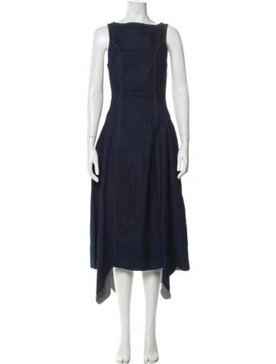 Pre-owned Eb Denim Bateau Neckline Long Dress W/ Tags In Blue