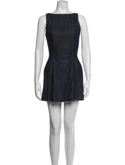 Pre-owned Eb Denim Bateau Neckline Mini Dress W/ Tags In Blue