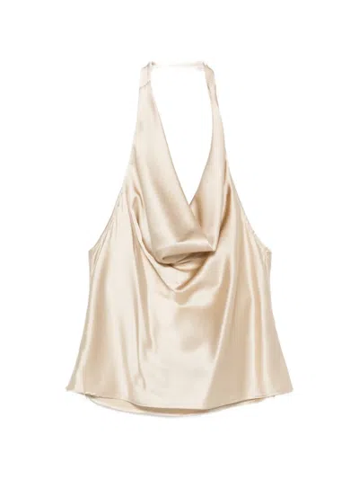 Eb Denim Cassia Halterneck Blouse In Neutral