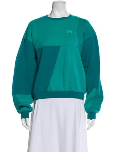 Pre-owned Eb Denim Colorblock Pattern Crew Neck Sweatshirt In Green