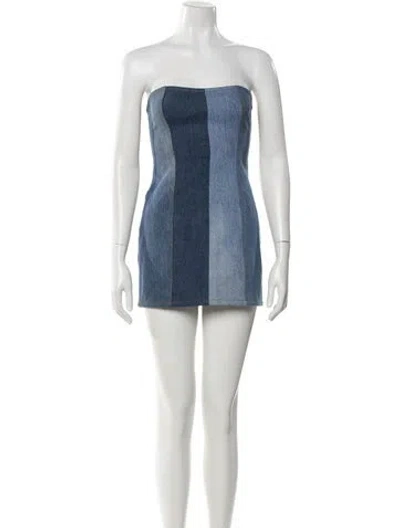 Pre-owned Eb Denim Colorblock Pattern Mini Dress In Blue