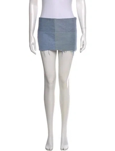 Pre-owned Eb Denim Colorblock Pattern Mini Skirt In Blue