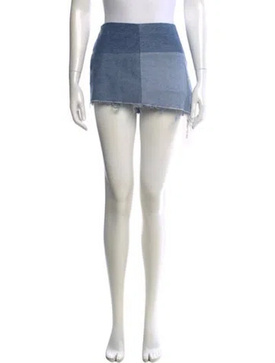Pre-owned Eb Denim Colorblock Pattern Mini Skirt In Blue