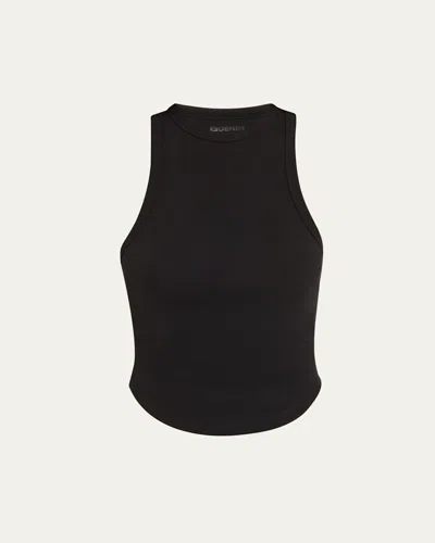 Eb Denim Curve Rib-knit Tank Top In Black