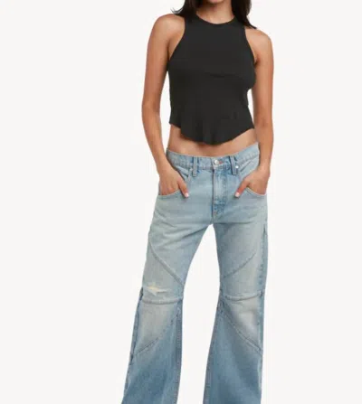 Eb Denim Curve Rib Tank Top In Black In Gray