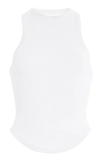 Eb Denim Curve Stretch-cotton Top In White
