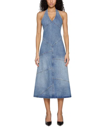 Eb Denim Delphi Pieced Halter Dress In Blue