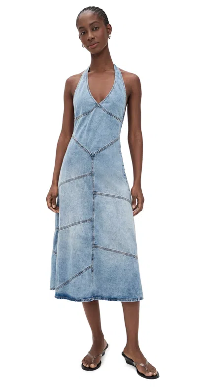 Eb Denim Delphi Pieced Halter Dress Meadow In Green