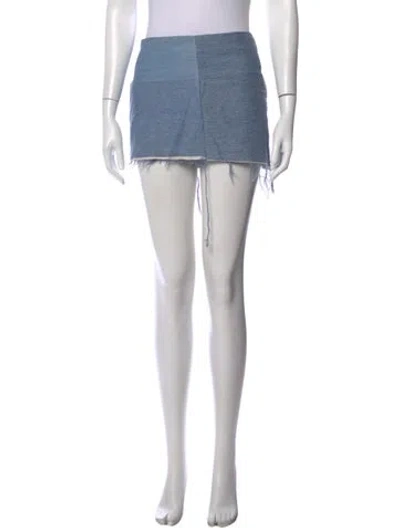 Pre-owned Eb Denim Distressed Accents Mini Skirt In Blue