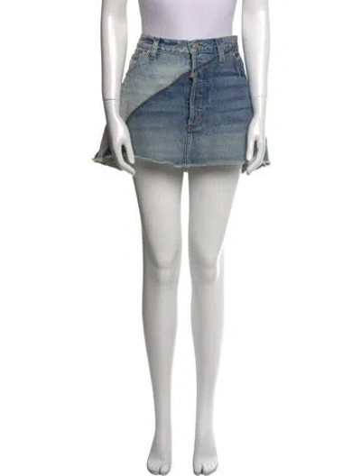 Pre-owned Eb Denim Distressed Accents Mini Skirt W/ Tags In Blue