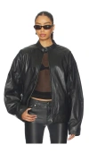 Eb Denim Domenico Leather Bomber Jacket In Black