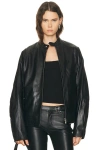 Eb Denim Domenico Leather Bomber Jacket In Black