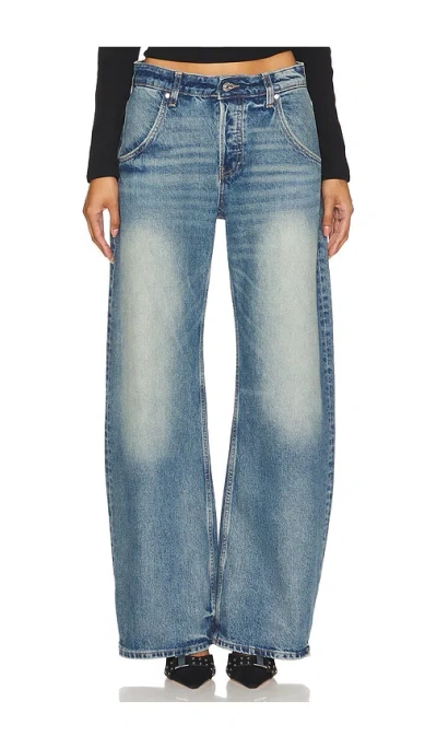 Eb Denim Womens Ambrosia Enzo Faded-wash Barrel-leg Mid-rise Jeans