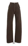 Eb Denim Frederic High-rise Barrel Jeans In Coated Saddle