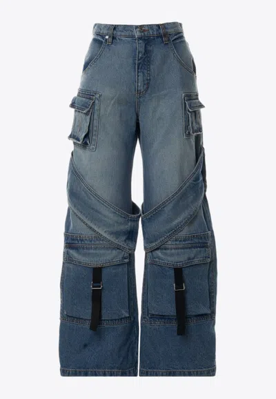 Eb Denim Frederic Wide-leg Cargo Jeans In Blue